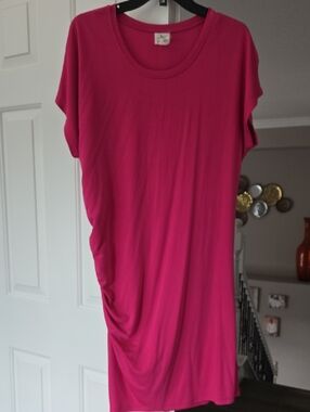 Women's Fuchsia Short Sleeve Dress